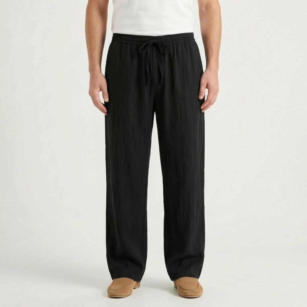 Moderne heren casual broek met rechte pijp en elastische taille met trekkoord, voor ultiem comfort.