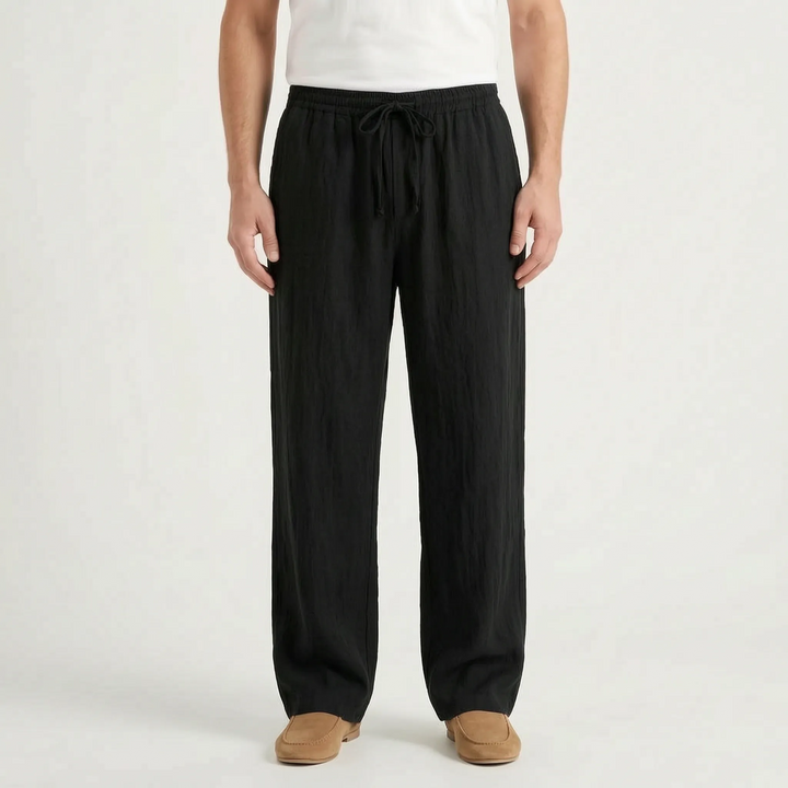 Moderne heren casual broek met rechte pijp en elastische taille met trekkoord, voor ultiem comfort.