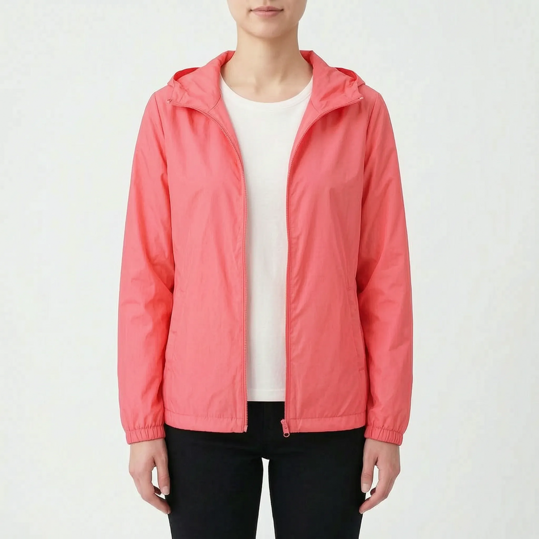 Casual dames jas met capuchon, comfortabel en lichtgewicht. Perfect voor overgangsseizoenen.