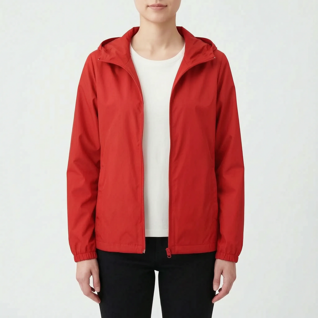 Casual dames windjack met capuchon, ademend en winddicht. Essentiële bovenkleding dames.