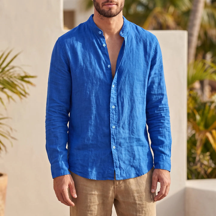 Casual heren overhemd met lange mouwen en knopen, comfortabel en trendy voor vrijetijdskleding.