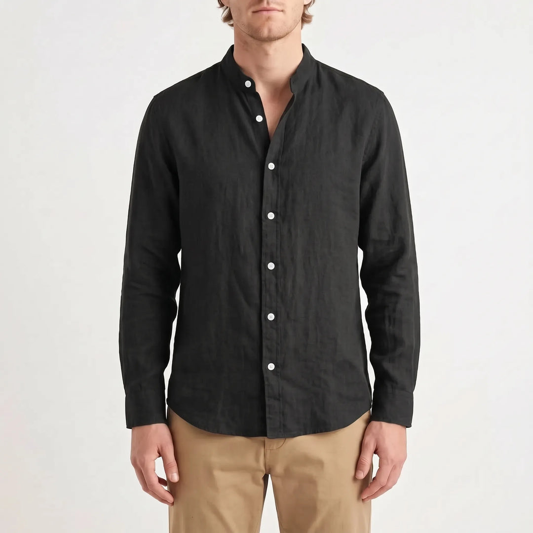 Trendy heren overhemd met lange mouwen en knopen, comfortabele casual bovenkleding voor mannen.