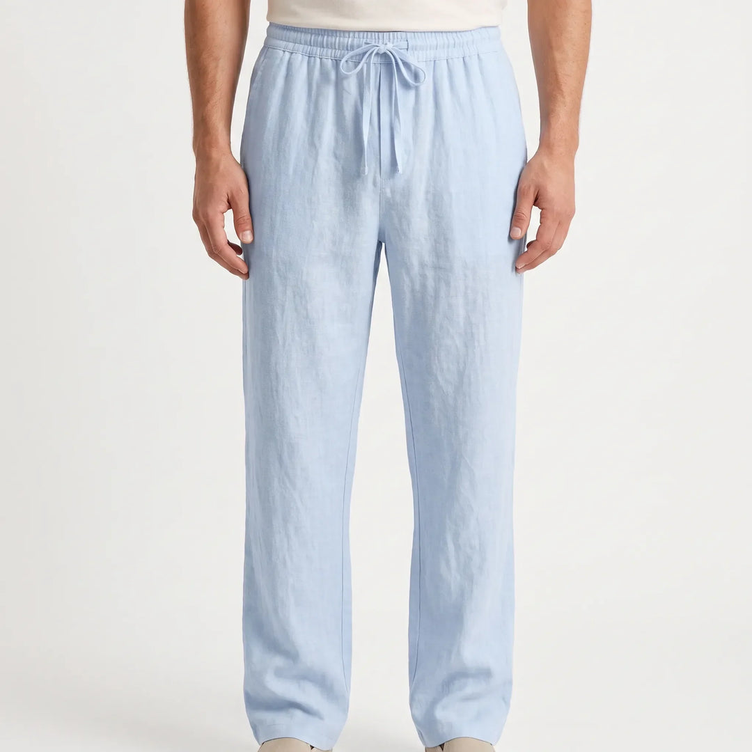 Comfortabele heren vrijetijdsbroek, effen, met rechte pijpen, ideaal voor de zomer.