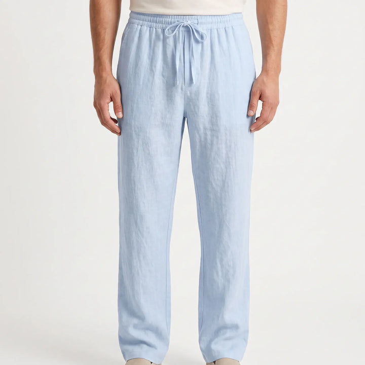 Comfortabele heren vrijetijdsbroek, effen, met rechte pijpen, ideaal voor de zomer.