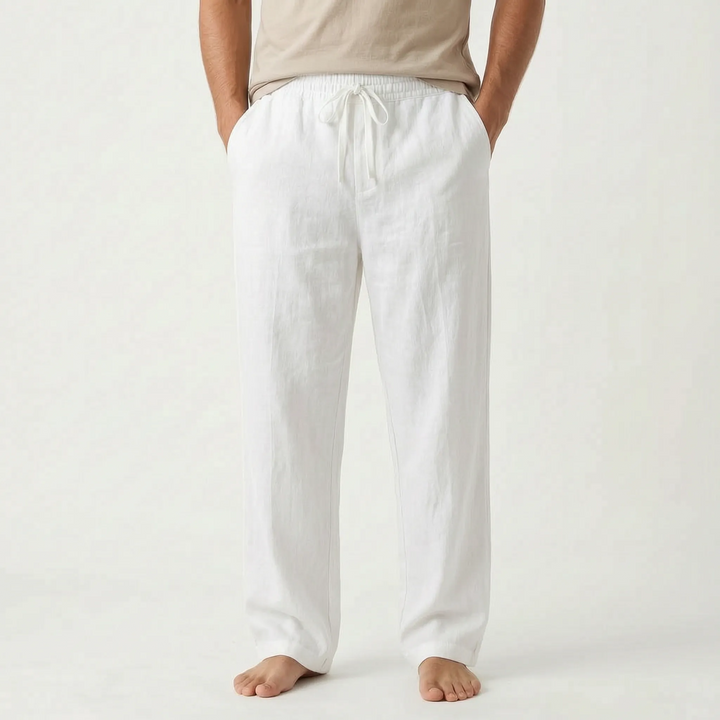 Lichtgewicht heren zomerbroek, rechte pijpen, perfect voor ontspannen vrijetijdslook.
