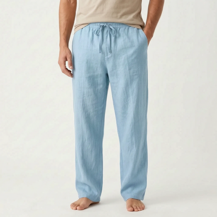 Veelzijdige heren zomerbroek met rechte pijpen, effen design, geschikt voor elke casual gelegenheid.