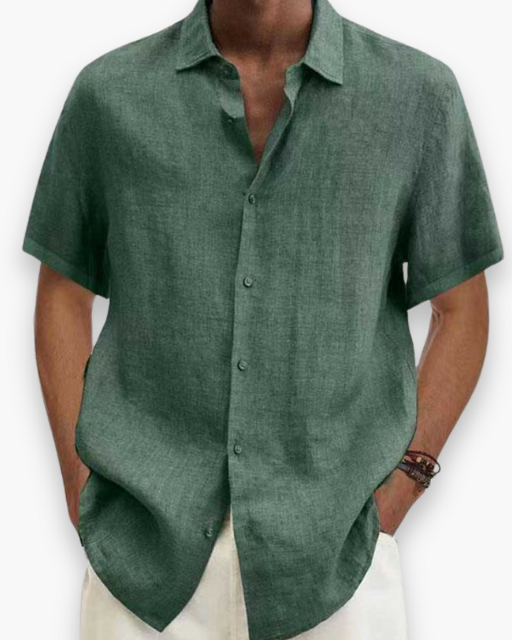 Heren zomeroverhemd met korte mouw, ademend en elegant. Ideaal voor stijlvolle casual zomerkleding.