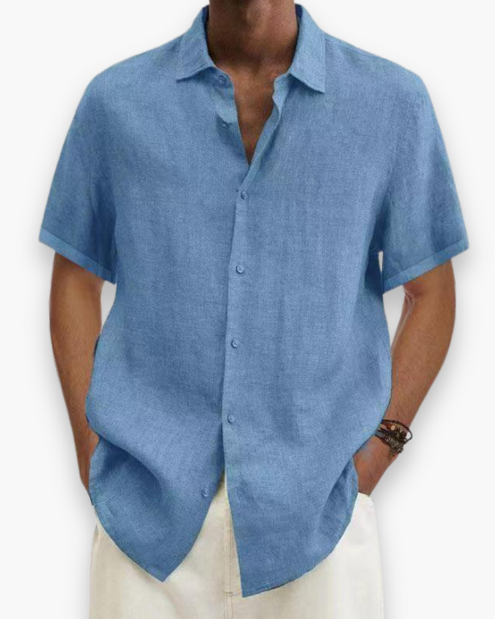 Elegant heren zomerhemd met korte mouwen, ideaal voor een chique en toch ademende zomerse look.