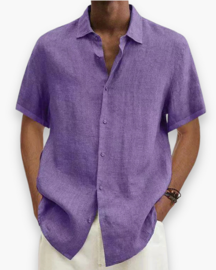 Zomerse herenmode: stijlvol overhemd met korte mouw, ademend en perfect voor warm weer.