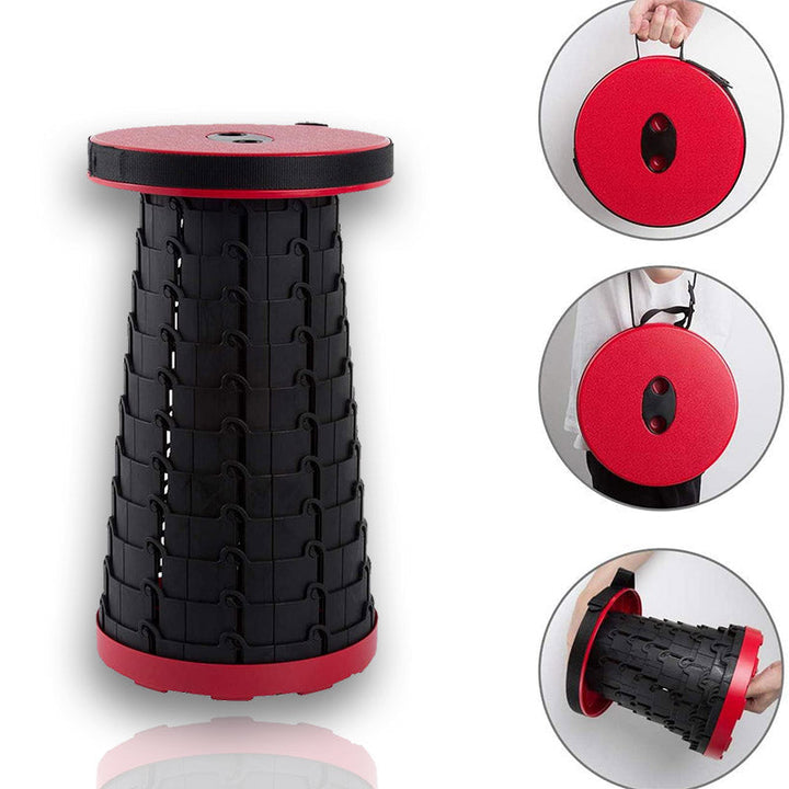Rode, compacte, verstelbare opvouwbare kruk EasySit; jouw perfecte draagbare comfort.