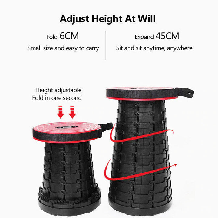 Makkelijk op te bergen compacte kruk EasySit, perfect voor spontane uitstapjes.