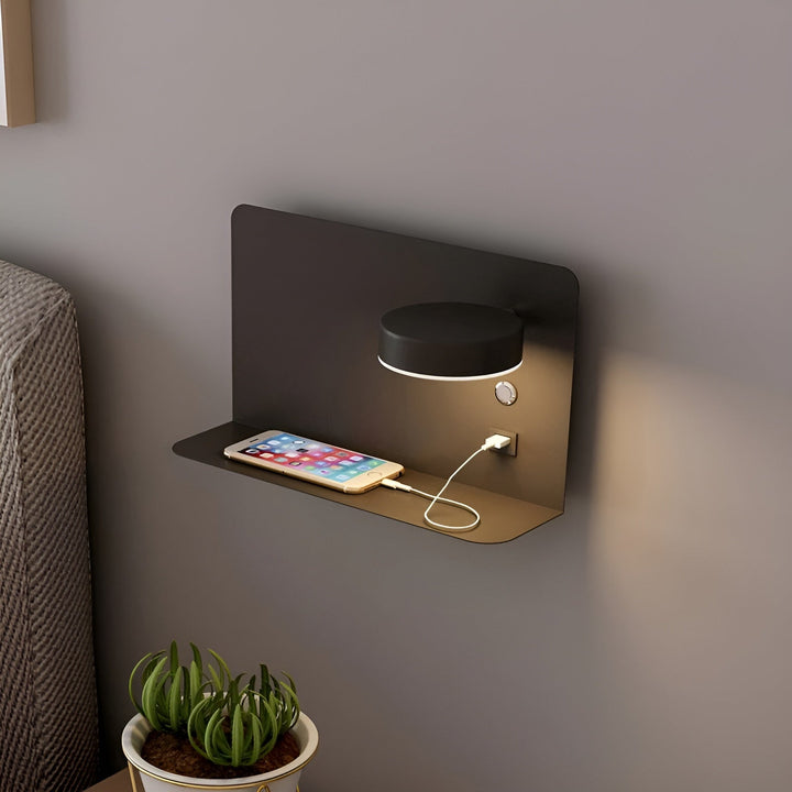 Slaapkamer leeslamp GlowPort met geïntegreerde USB-oplader, praktische LED verlichting en handige aan/uit schakelaar.