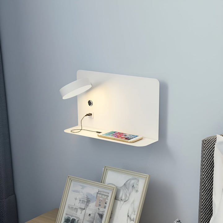 Moderne LED wandlamp voor slaapkamerinterieur, inclusief USB-poort en schakelaar; perfect als nachtlamp.