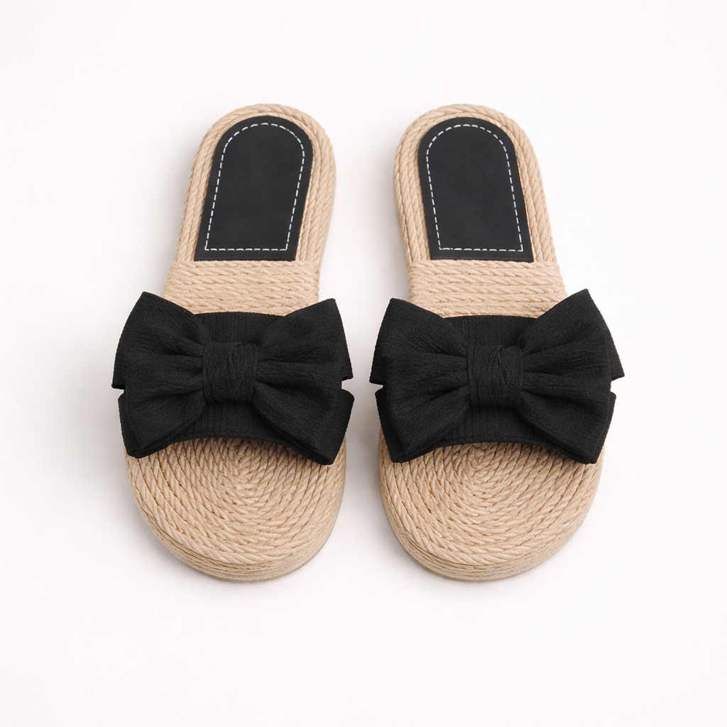 Comfortabele slip-on dames sandalen met strik detail; perfect voor een stijlvolle zomerlook.