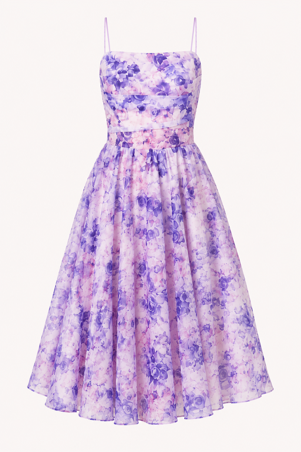 Trendy gebloemde dames midi-jurk met dunne bandjes, geschikt voor zowel casual als feestelijke gelegenheden.