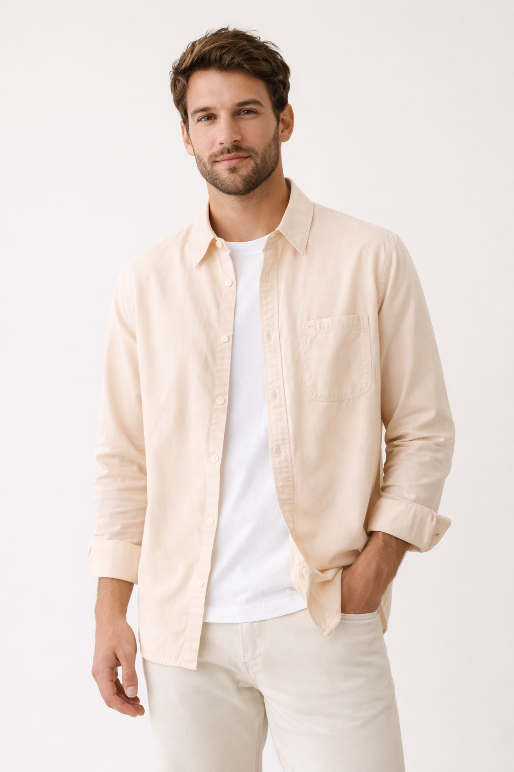Stijlvol herenoverhemd met lange mouwen, ideaal voor een casual zomerlook. Comfortabele regular fit, veelzijdig.