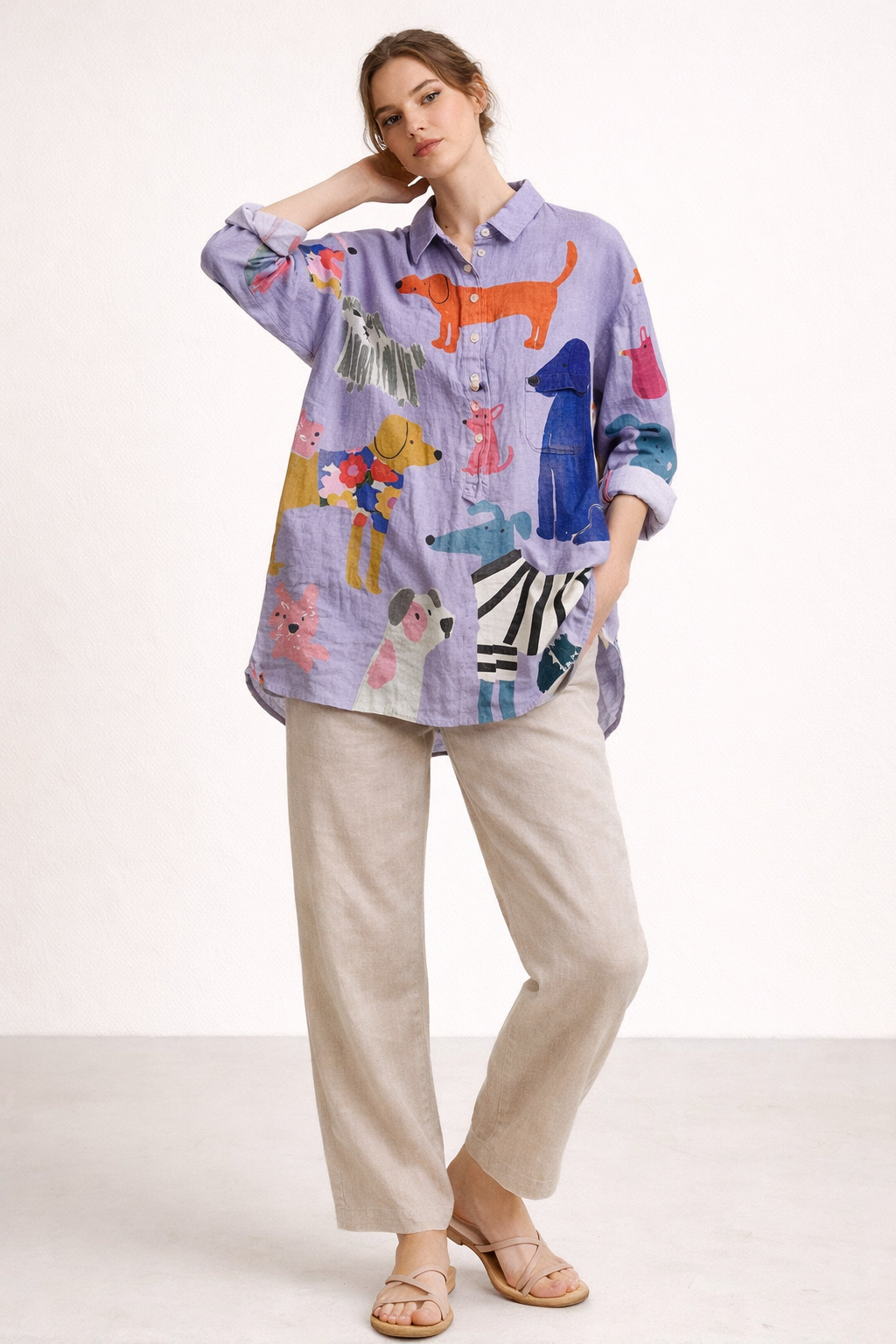 Comfortabele print blouse voor vrouwen, met lange mouwen en veelzijdige pasvorm.