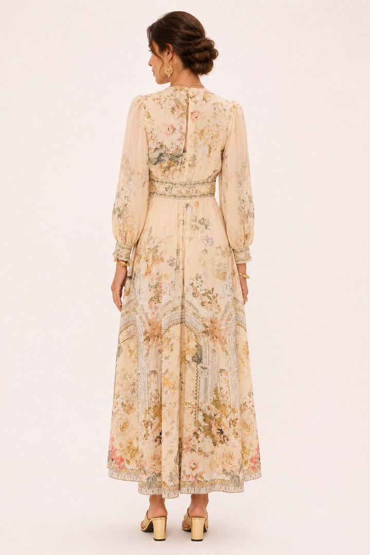 Elegante dames midi-jurk, perfect voor feestjes of zomerse gelegenheden, met V-hals.
