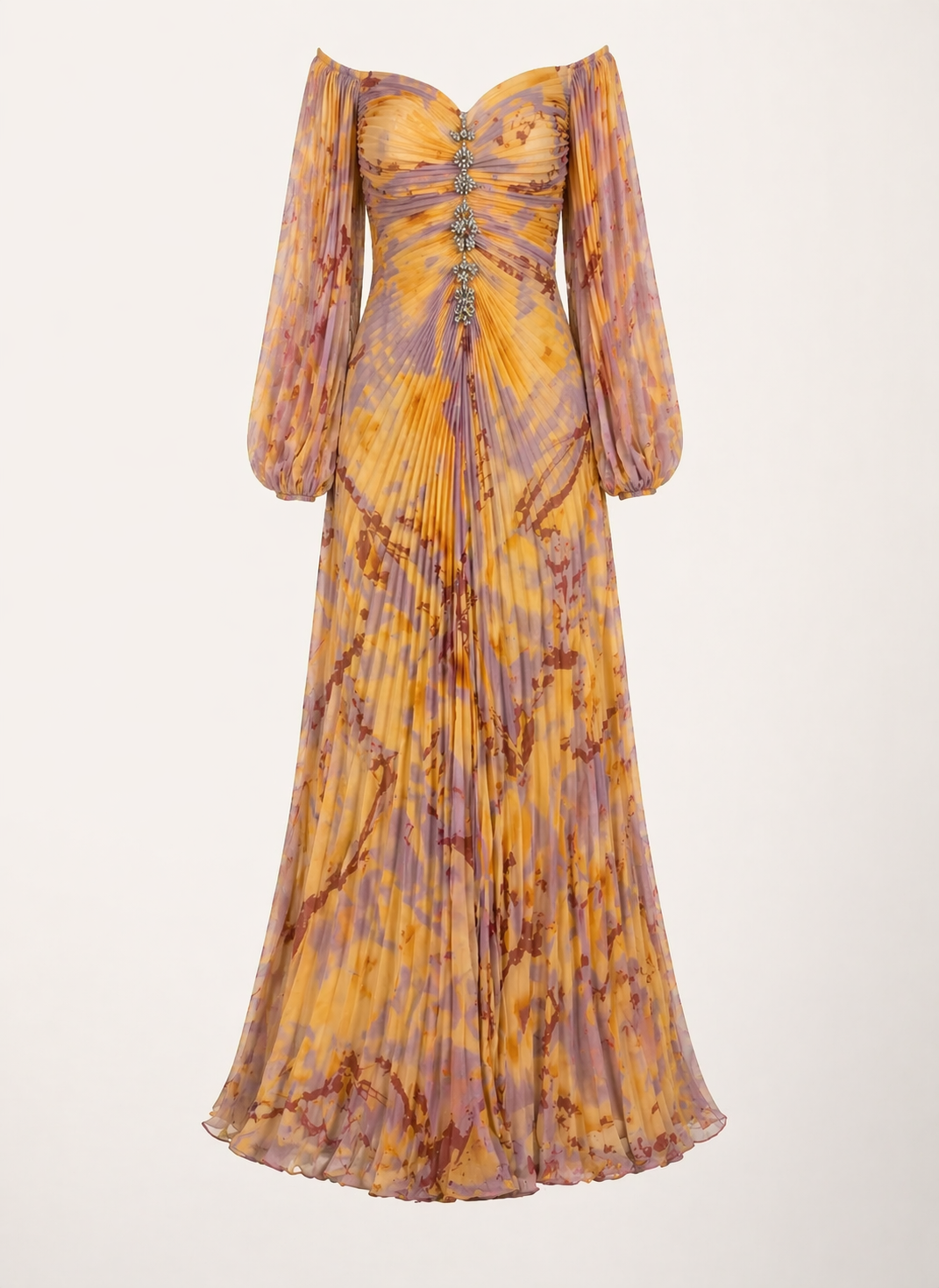 Levendige oranje zomerjurk, elegant en lang. Deze damesjurk met geplooide split is perfect voor feestjes.