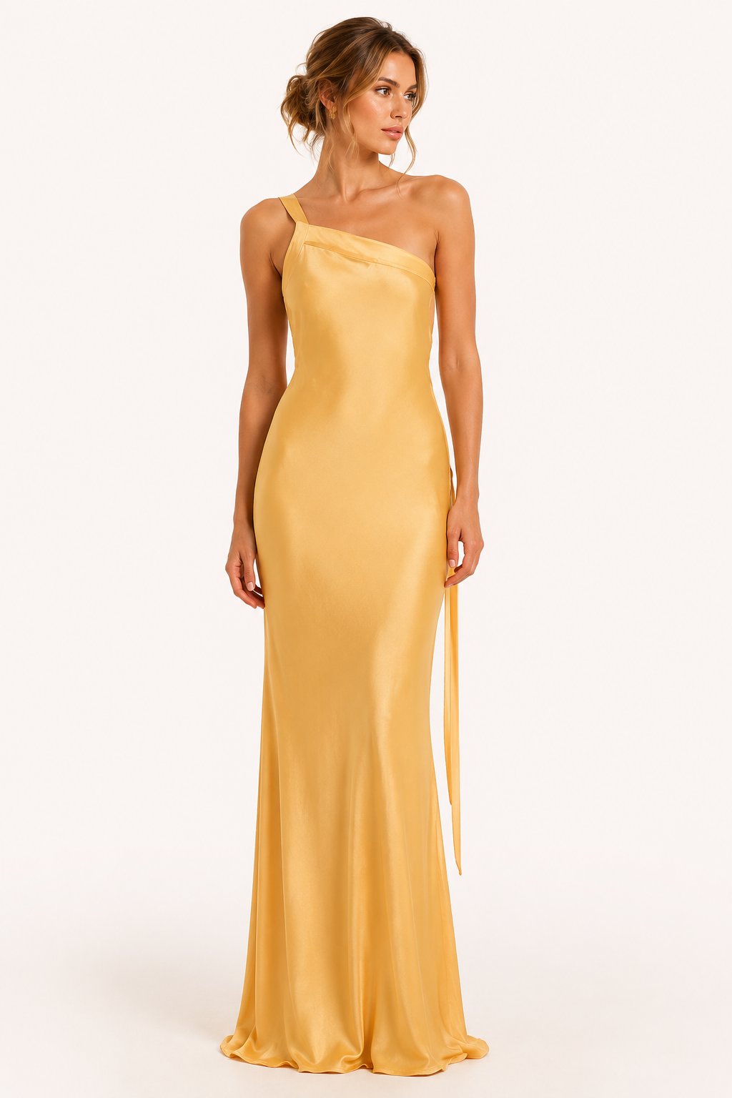 Elegante asymmetrische one-shoulder maxi jurk voor dames, perfect voor avond- of galafeesten.