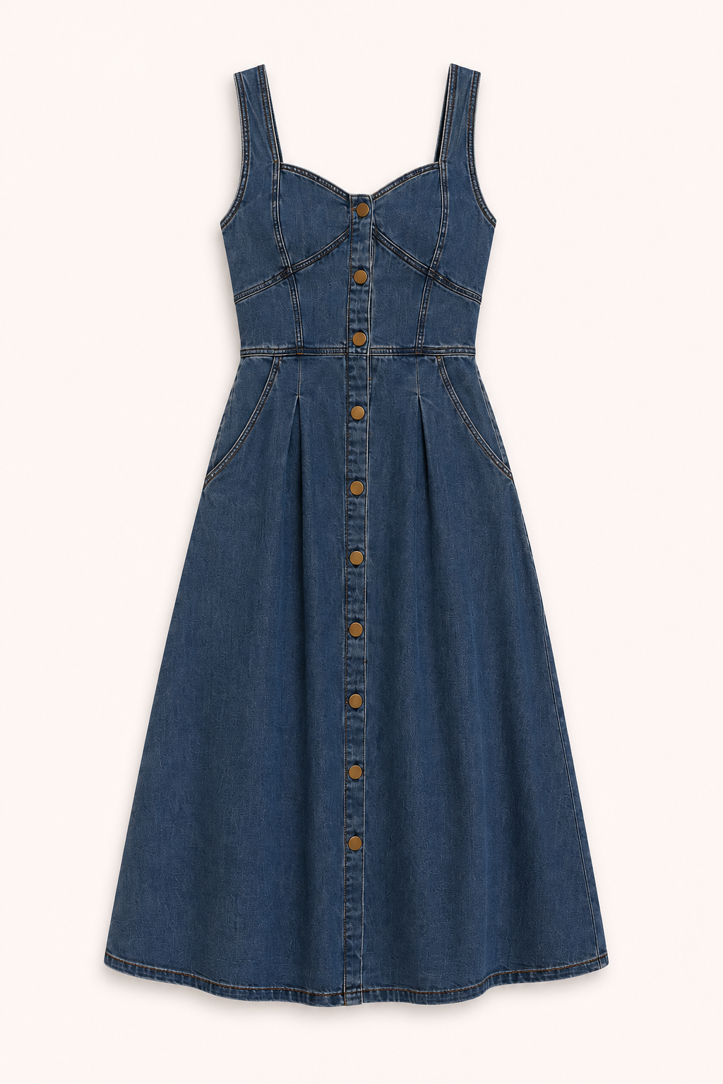 Luchtige dames zomerjurk met brede bandjes, perfect als casual of elegante midi-jurk.