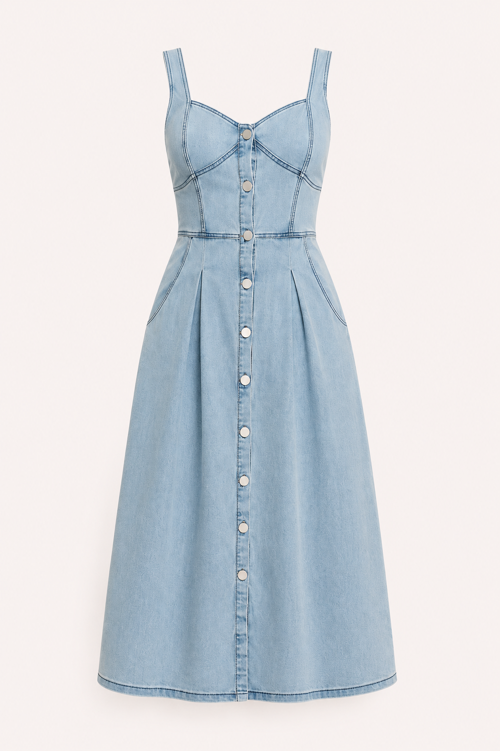 Stijlvolle zomerjurk voor vakantie of strand, een dames midi-jurk met brede bandjes. Zeer veelzijdig.