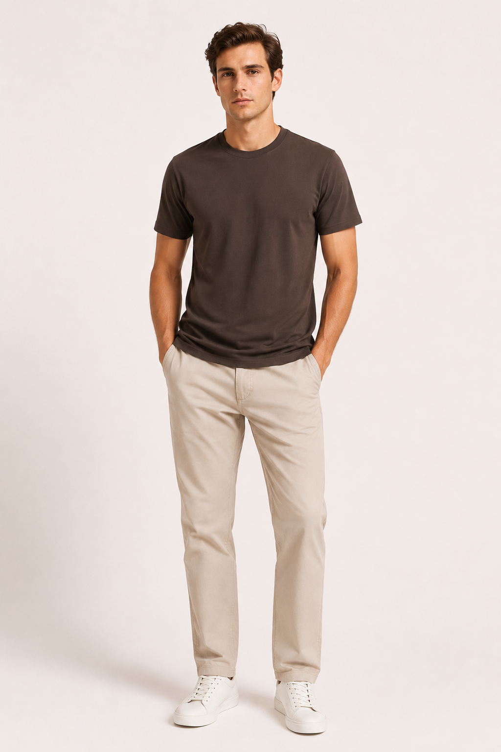 Heren T-shirt met ronde hals en korte mouwen, getailleerd design voor een frisse, comfortabele zomerse look.