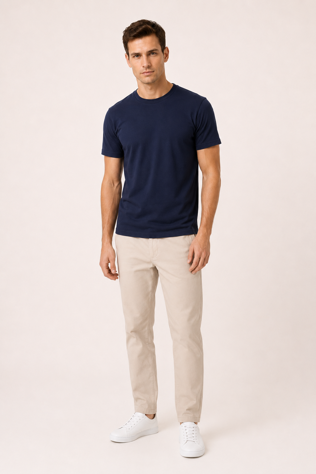 Heren getailleerd T-shirt met ronde hals, comfortabel en stijlvol voor dagelijkse casual look.