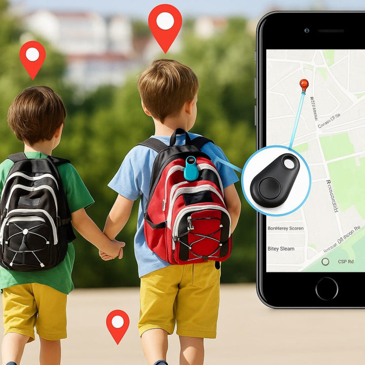 GPS tracker voor kinderen, compact en makkelijk te bevestigen voor discrete locatiebepaling.