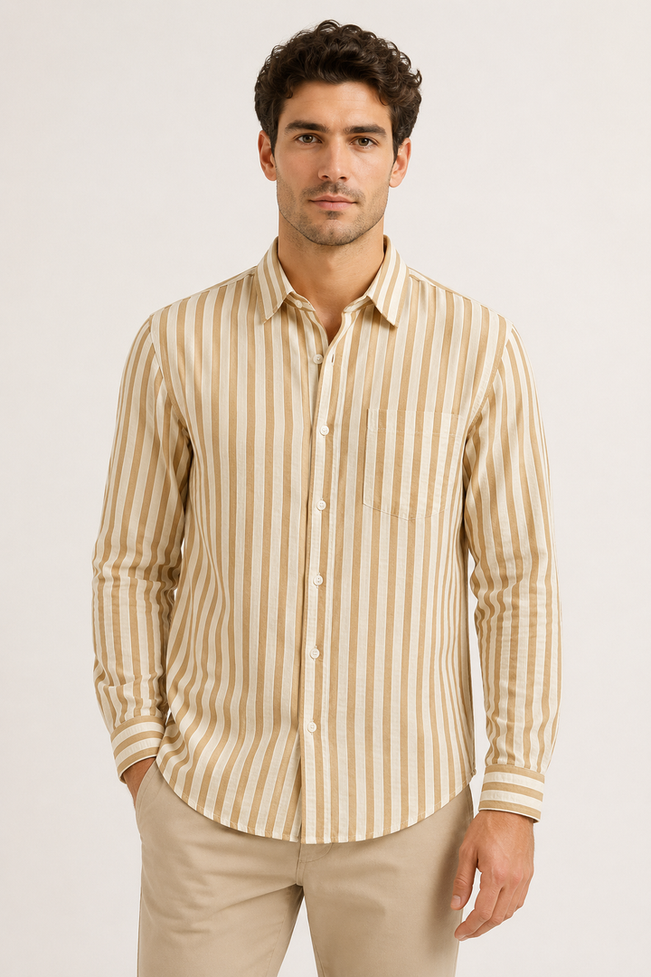 Heren relaxed fit gestreept overhemd, lente/zomer. Comfortabele, stijlvolle casual top voor diverse gelegenheden.