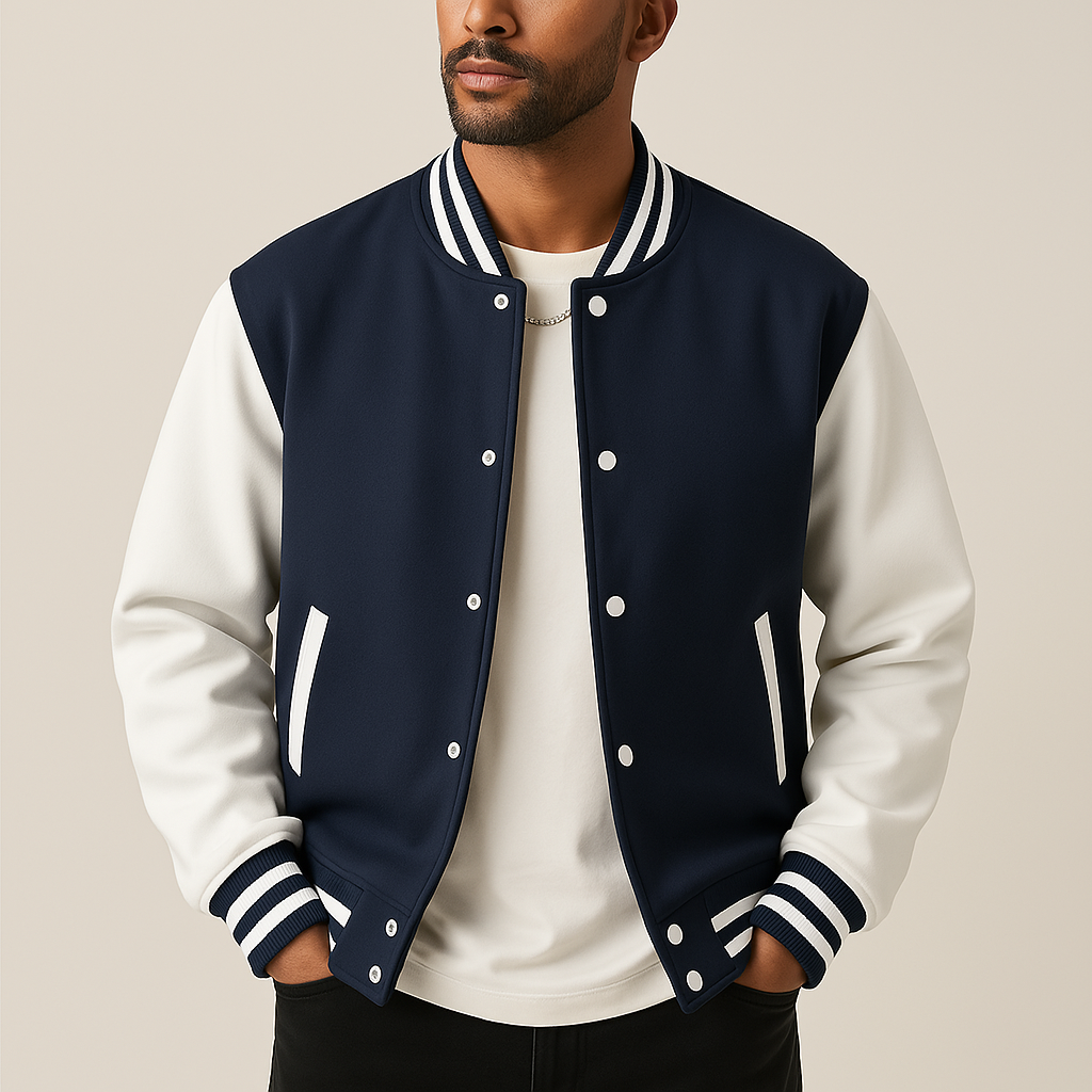 Hoymans heren baseballjack, bomberstijl. Ideaal voor herfst en frisse dagen. Casual en sportief.