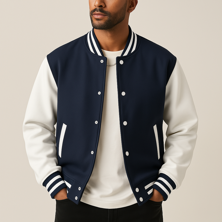 Hoymans heren baseballjack, bomberstijl. Ideaal voor herfst en frisse dagen. Casual en sportief.