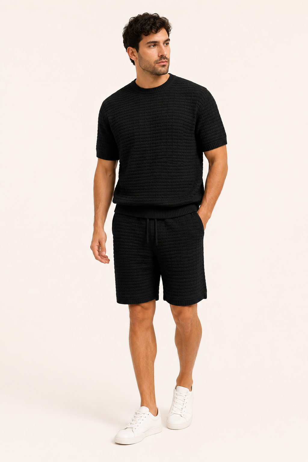 Lichtgewicht herenset T-shirt & short, ideaal voor vakantie, strand en zomerse vrije tijd.