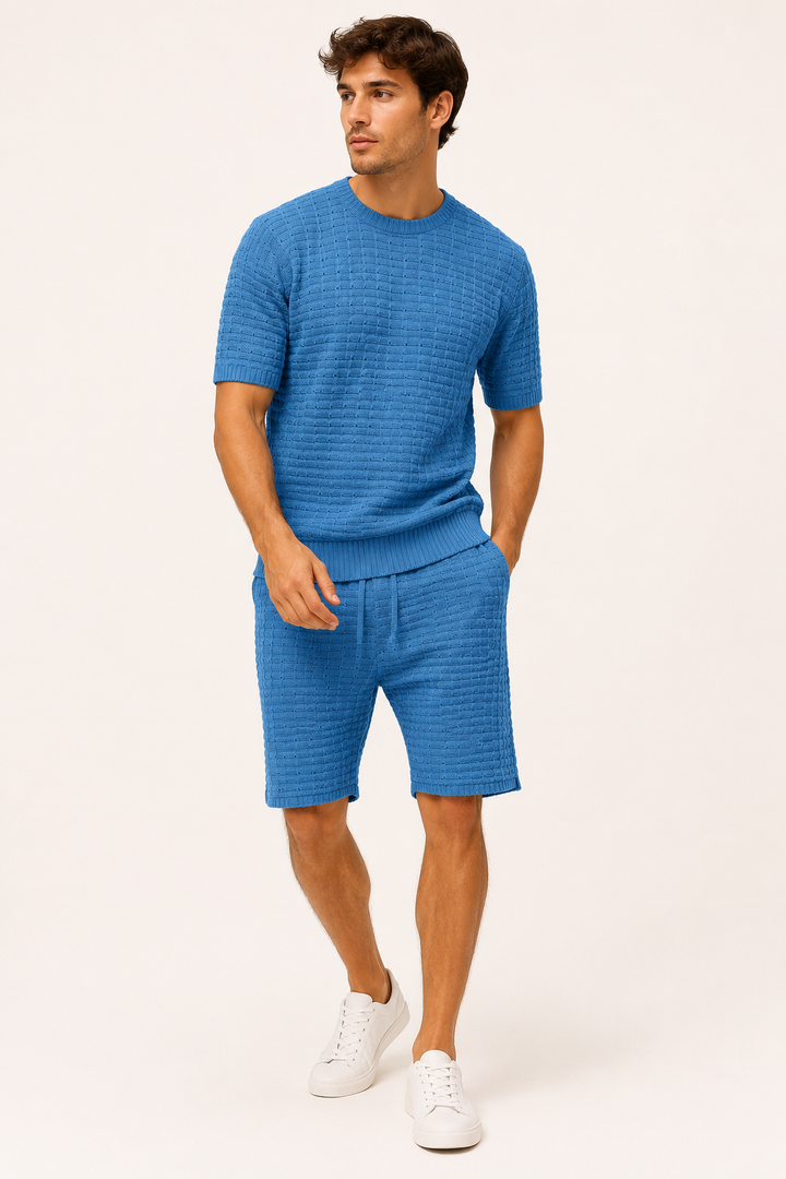 Ademende herenset T-shirt & short, ideaal voor zomerse dagen en ultiem comfort.