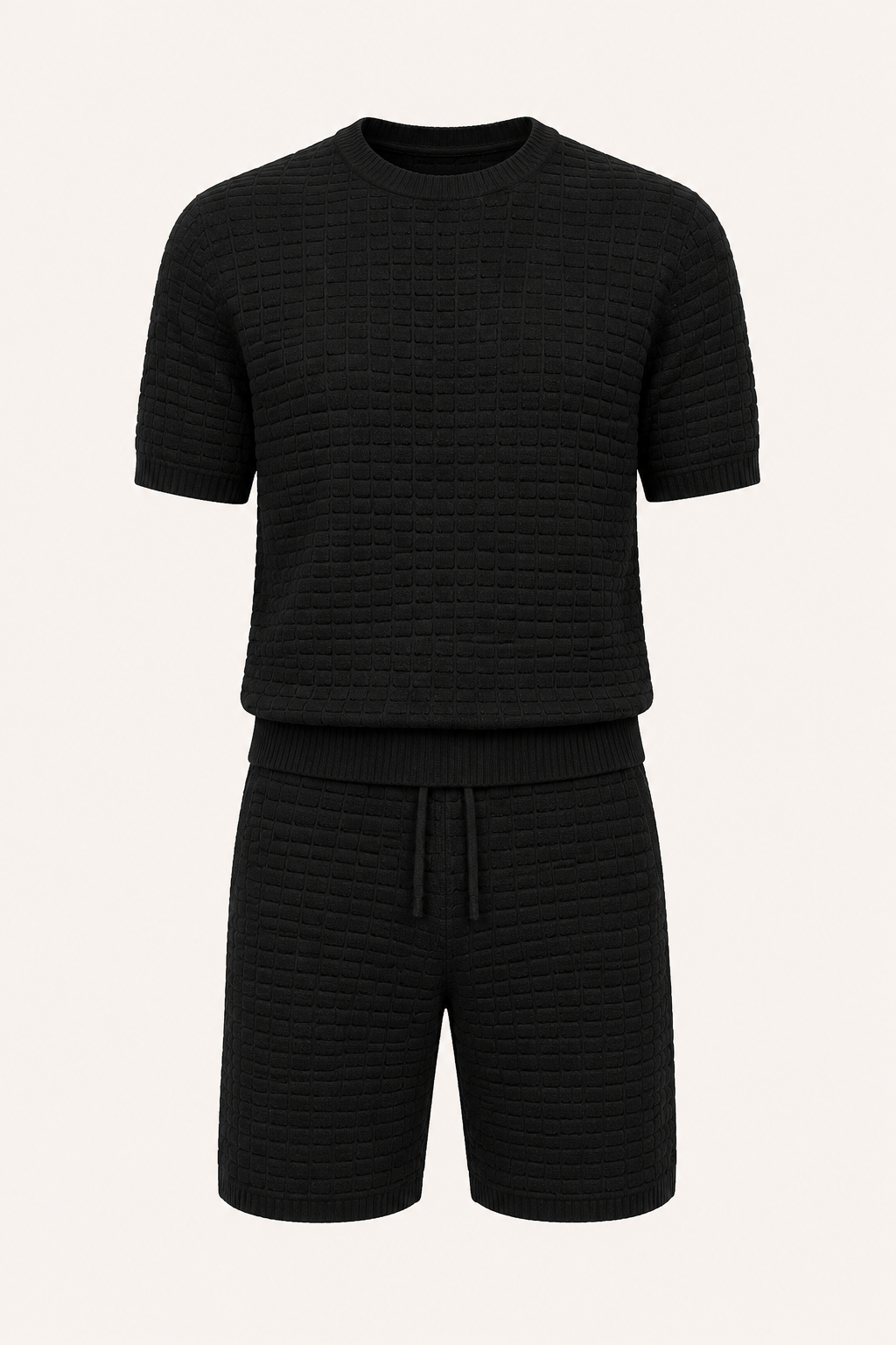 Moderne herenset voor de zomer: comfortabel T-shirt en luchtige short, perfect voor ontspanning.