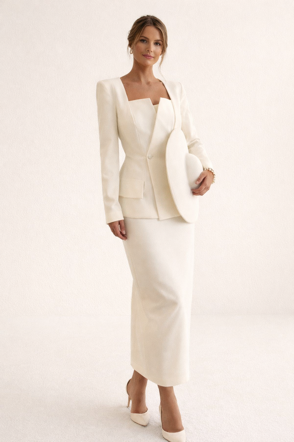 Formele vrouwenmode: tijdloze blazer en maxi rok set, ideaal voor kantoor, avondkleding of feestjes.