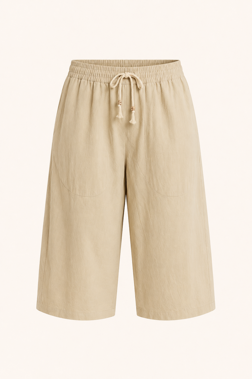 Luchtige heren zomerbroek met cropped pijpen en trekkoord. Perfect voor strand, vakantie en warme dagen.
