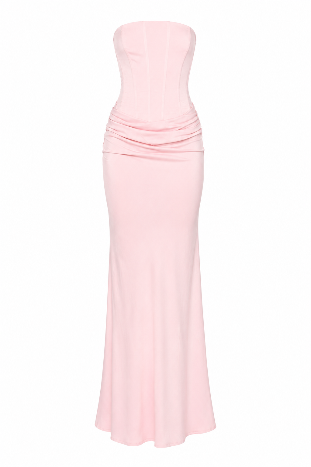Roze elegante strapless damesjurk, een prachtige maxi-jurk voor feesten en speciale gelegenheden.