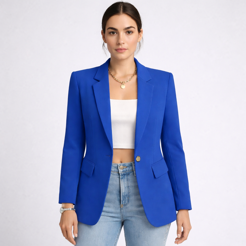 Nieuwe elegante damesblazer, getailleerd voor een slank silhouet, ideaal voor zakelijk en dagelijks gebruik.