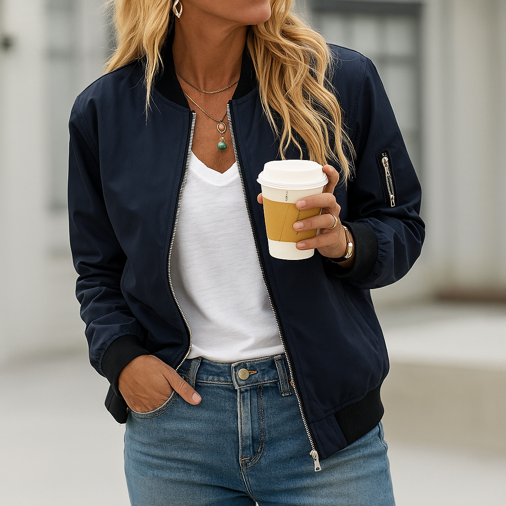 Modieus dames bomberjack van polyester met rits, perfect voor een comfortabele en stijlvolle casual look elk seizoen.