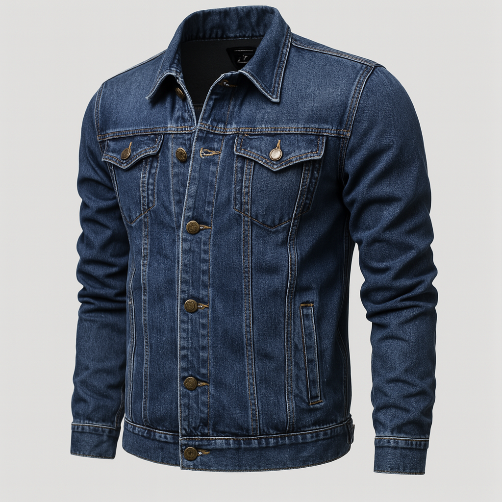 Stijlvol spijkerjas voor mannen, een veelzijdig denim truckerjack dat comfort en klassieke stijl combineert.