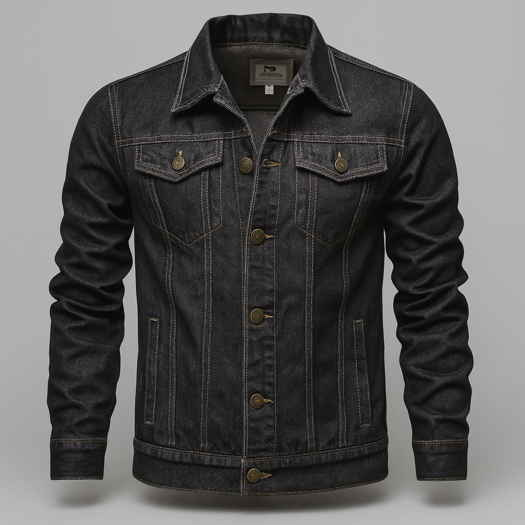 Klassiek mannen denim truckerjack in blauw spijkerstof voor een tijdloze, casual look. Ideaal voor lente/herfst.