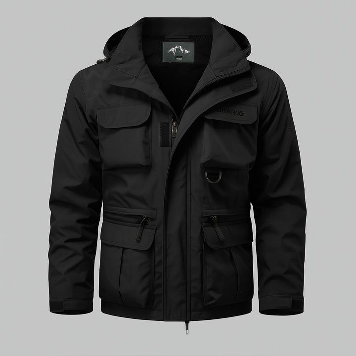 Heren waterdichte jas in militaire stijl, ideaal voor outdoor avonturen. Beschermend en functioneel voor elk weer.