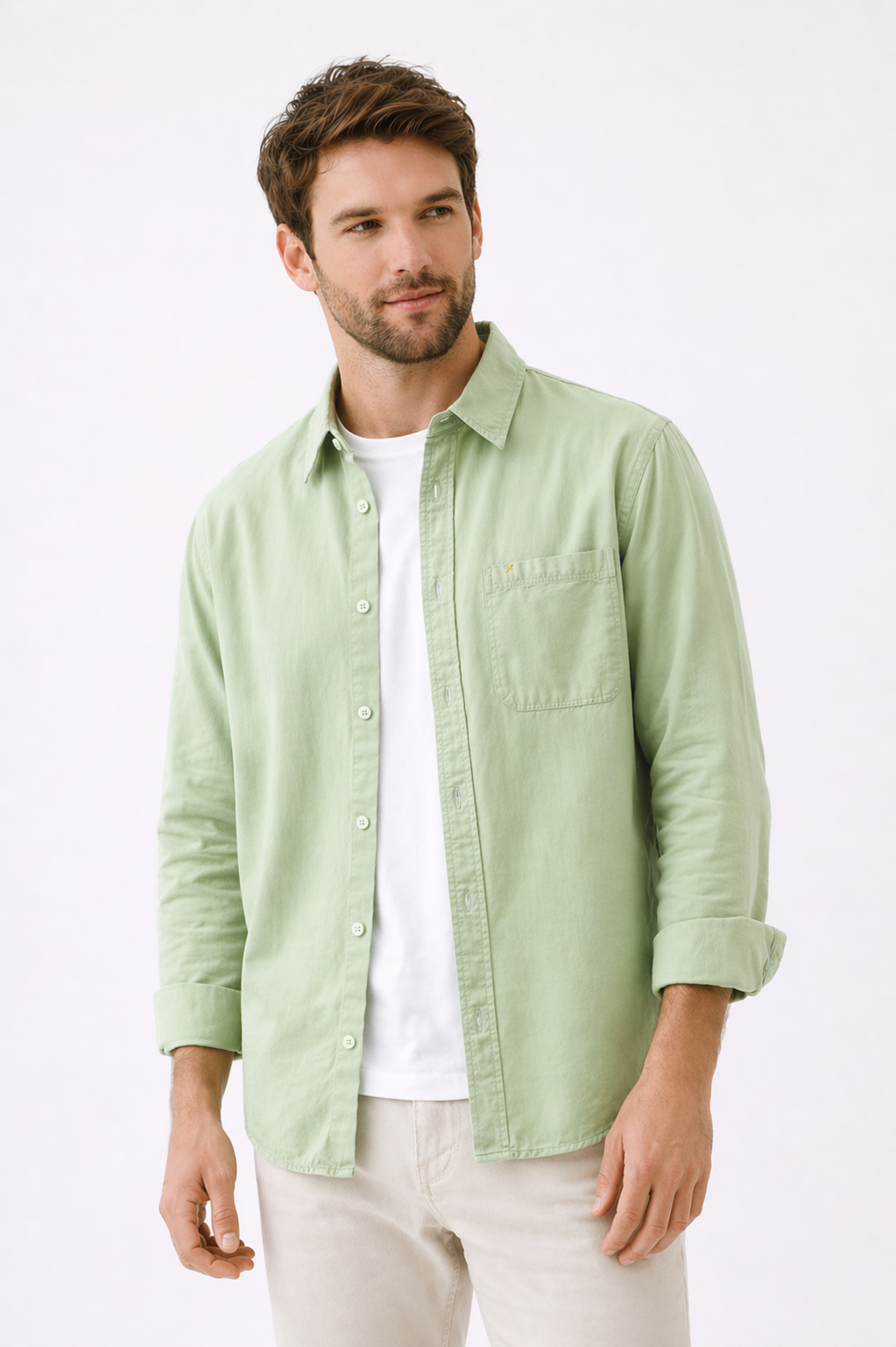 Comfortabel herenoverhemd lange mouwen met regular fit. Casual zomer button-down shirt, perfect voor herenmode.