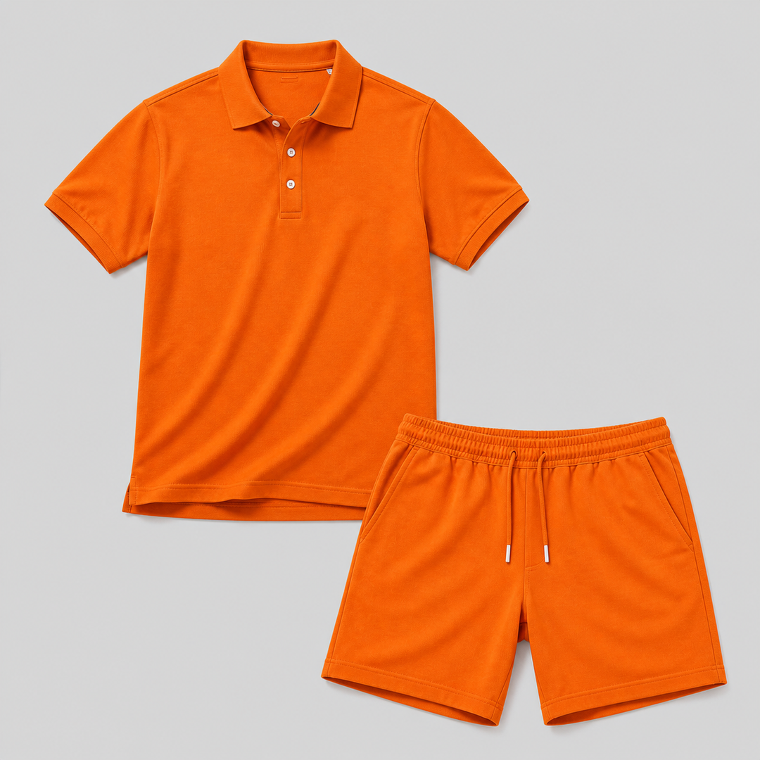 Heren zomer sportset WC2026: lichtgewicht polo & shorts, ademend en comfortabel voor vrije tijd en sport.