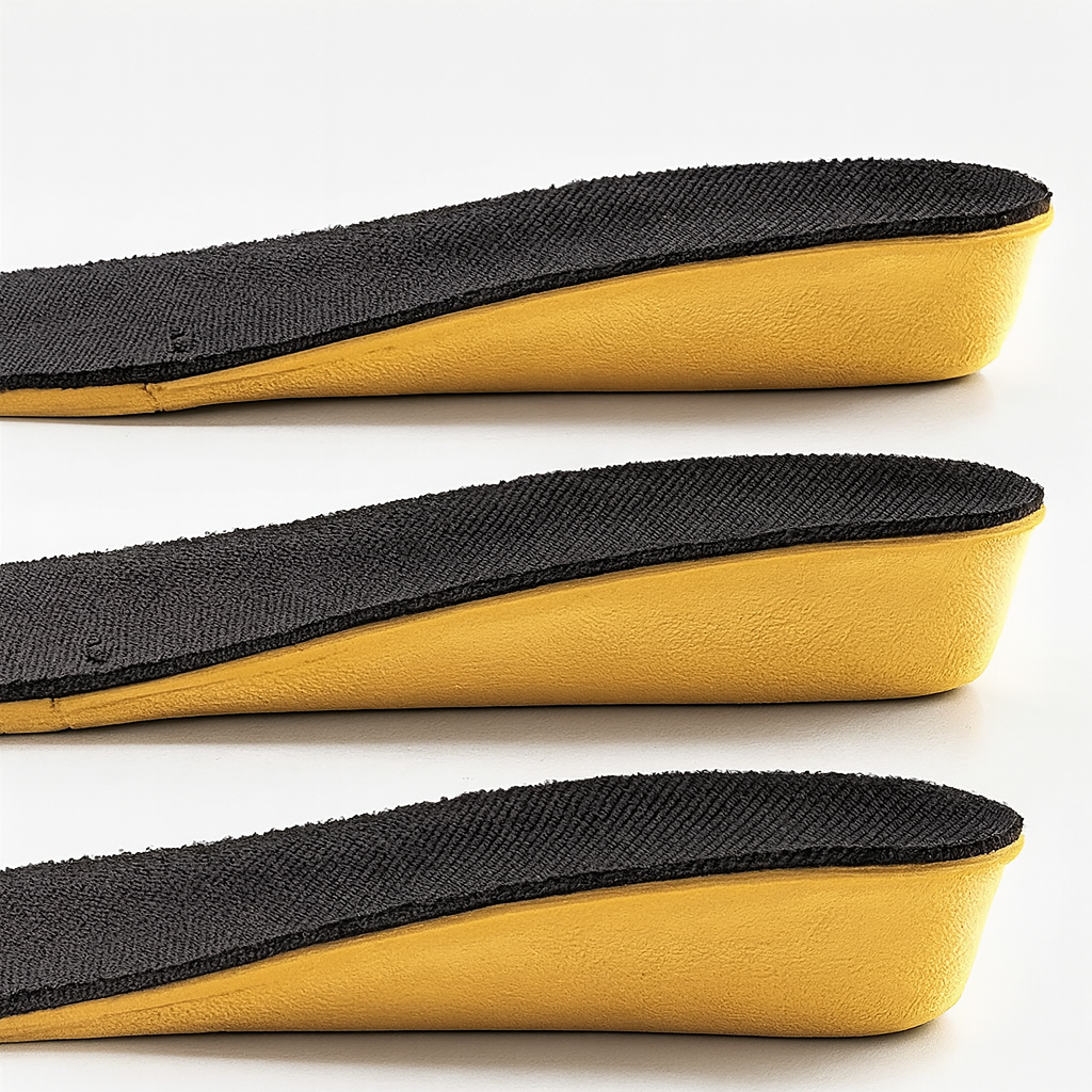Set onzichtbare verhogende inlegzolen van siliconen voor comfortabele lengteverhoging in diverse schoenen.