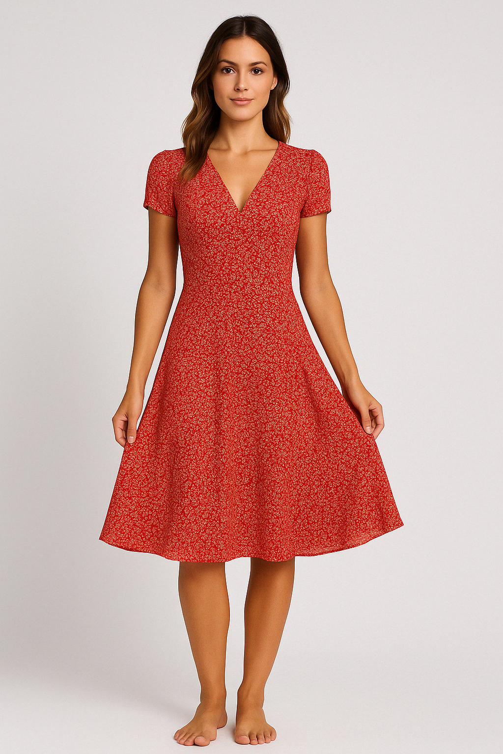 Veelzijdige zwarte zomerjurk voor dames met V-hals en bloemenprint. Comfortabel voor dagelijks gebruik of avondje uit.