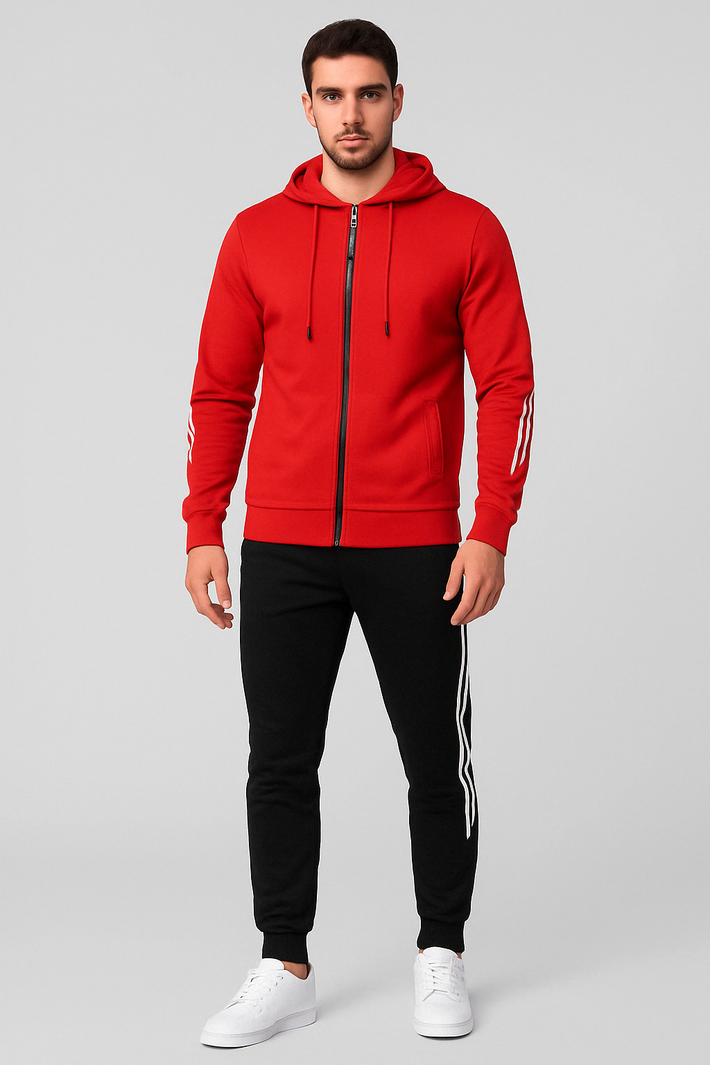 Ademend heren sportkleding set voor lente/herfst, met comfortabele pasvorm en casual uitstraling.