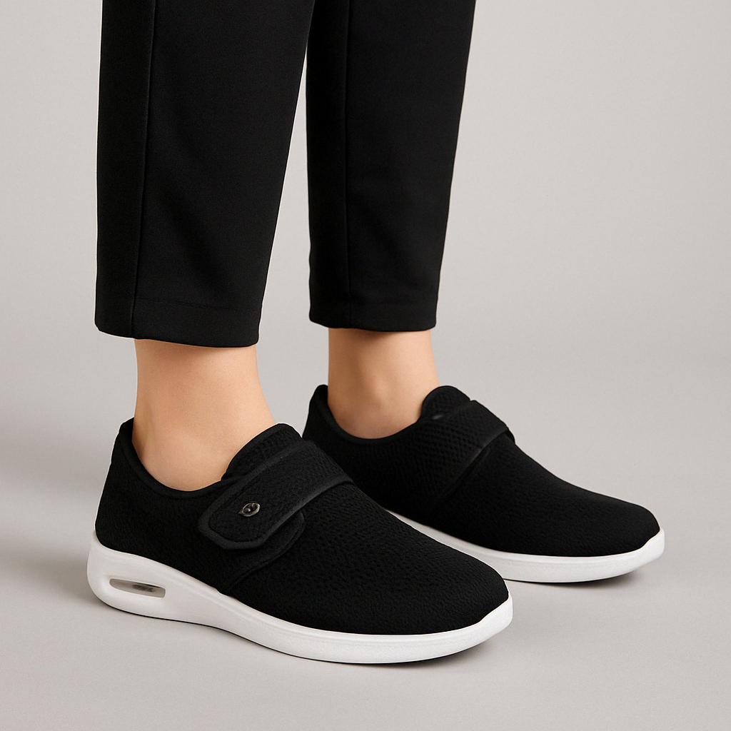 Unisex comfort schoenen Anika, brede diabetische instappers van ademend textiel voor dagelijks gebruik en steun.