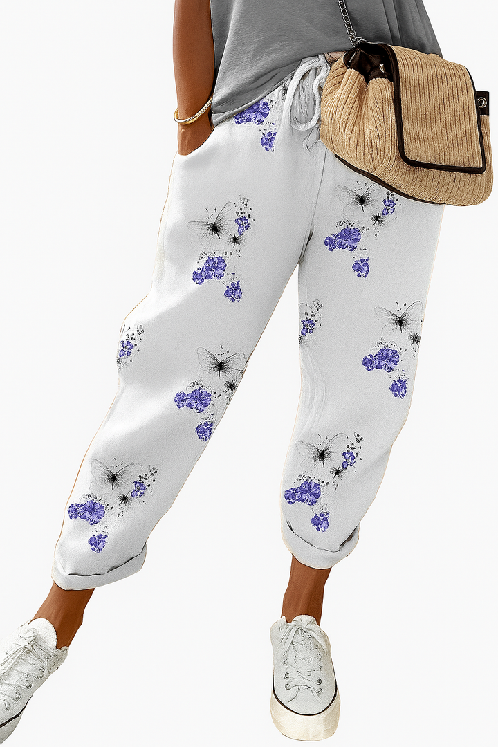 Dames bedrukte zomerbroek met losse pasvorm, ideaal voor comfortabele en stijlvolle vrijetijdskleding.